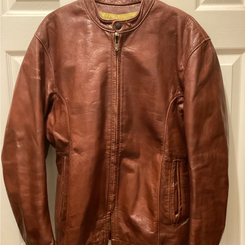 Vintage Bates Men's Tan Leather Jacket